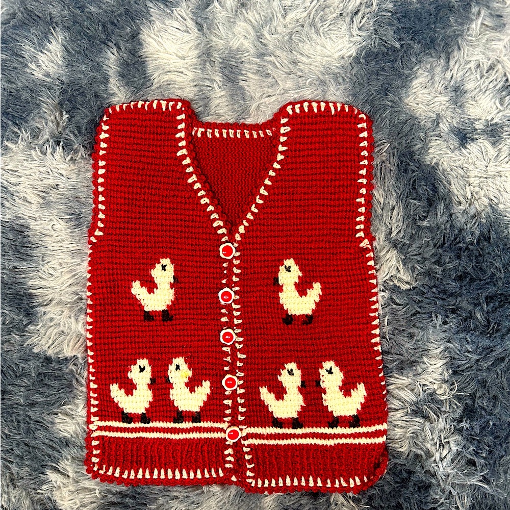 Red. Handmade with wool